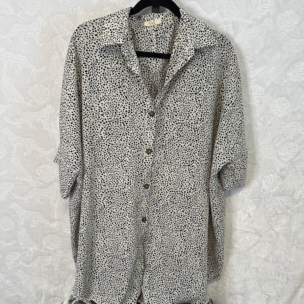 Easel Black and White Polka Dot Blouse
